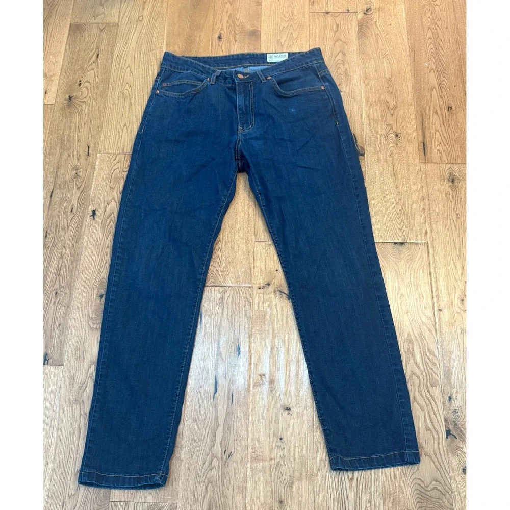 Aviator Mens Best Travel Jeans Dark Wash Straight Leg Indigo Made in USA 34x30